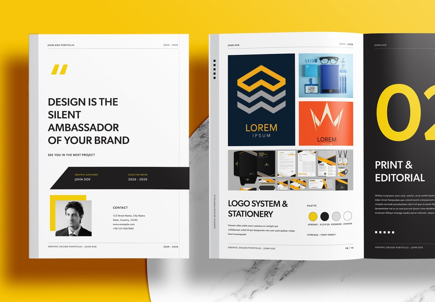Free Modern Portfolio Layout Template - Close Up