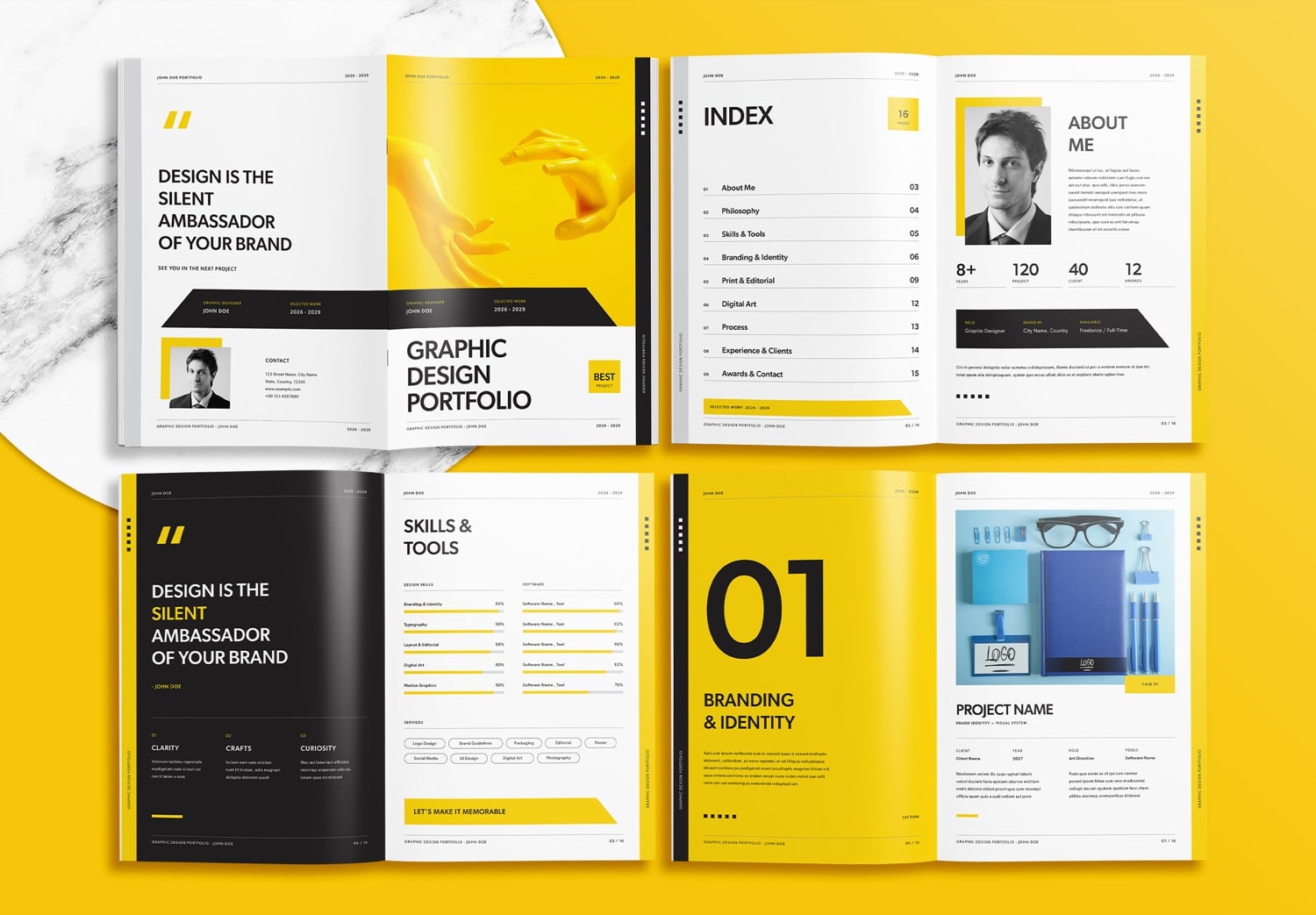Free Modern Portfolio Layout Template - preview 1-8 pages