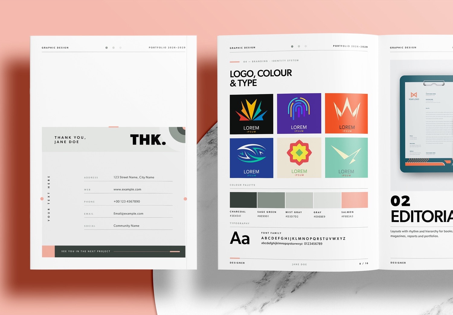 Free Portfolio Brochure Layout Template - Close Up
