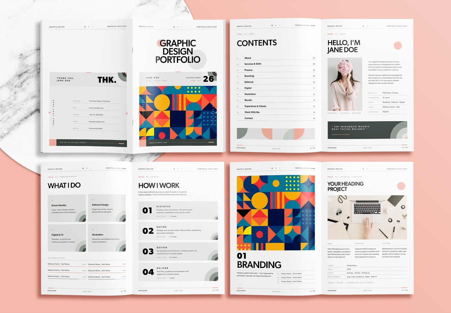 Free Portfolio Brochure Layout Template - preview 1-8 pages