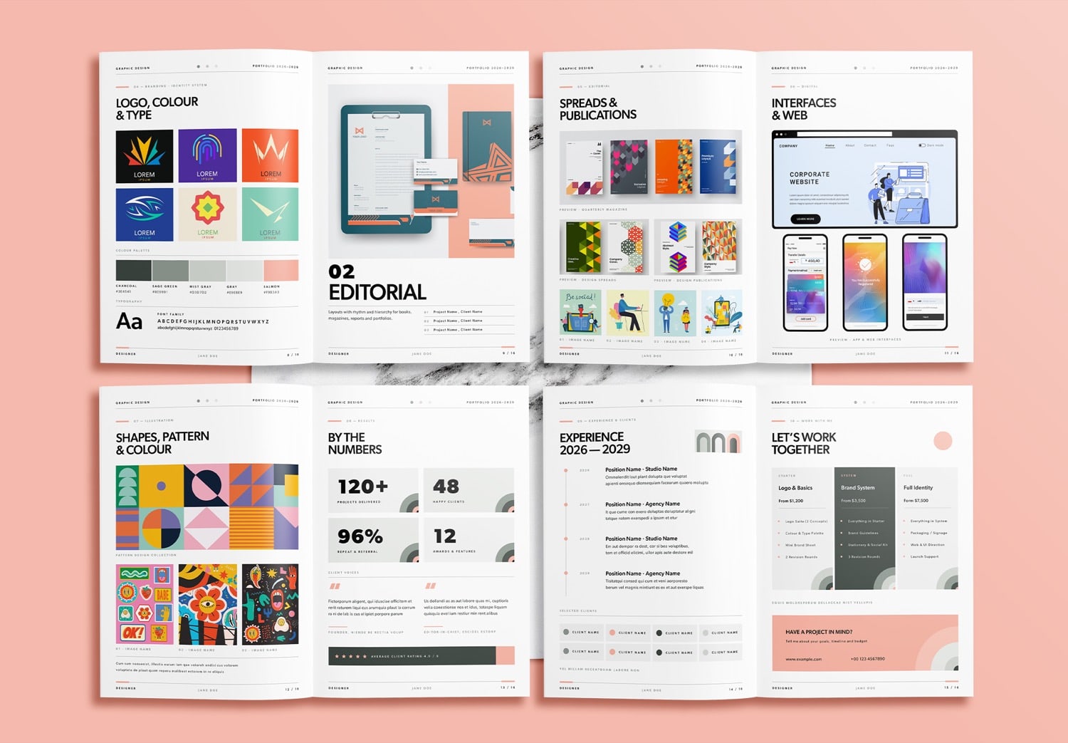 Free Portfolio Brochure Layout Template - preview 9-16 pages