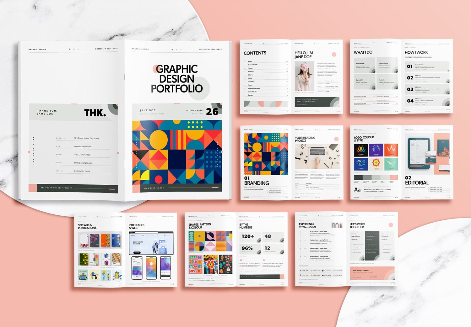 Free Portfolio Brochure Layout Template - preview all pages